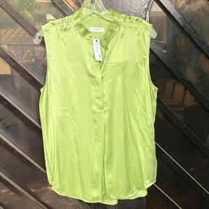 Equipment Silk Lime Green Sleeveless Blouse